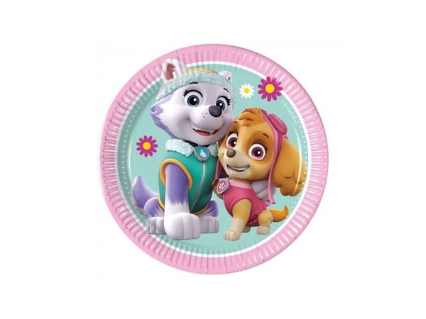 PROCOS Paperilautaset Paw Patrol Skye & Everest, 23cm, 8 kpl (muoviton)
