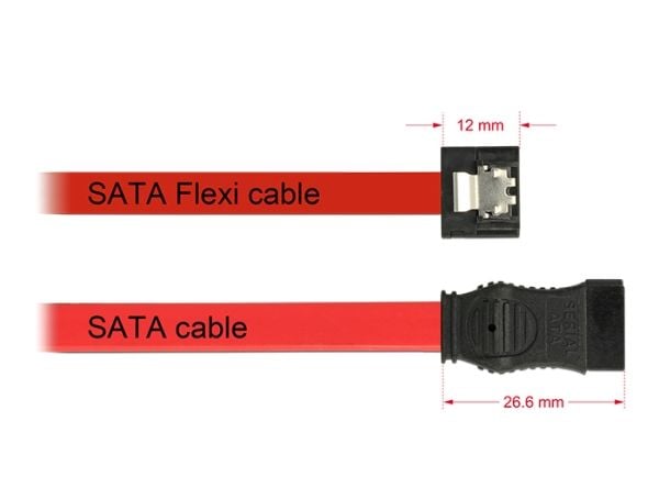 Delock FLEXI - SATA-kabel - Serial ATA 150/300/600 - SATA (hunn) til SATA (hunn) - 10 cm - låst - rød