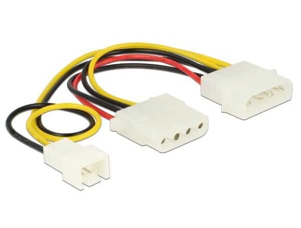 Delock - Strømkabel - 4-pin intern strøm (hann) til 4-pin intern strøm, 3-pin intern - 14.5 cm