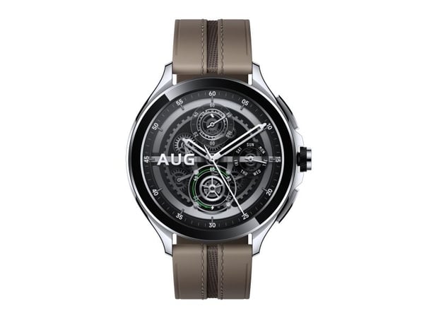 Xiaomi Watch 2 Pro - 46 mm - sølv rustfritt stål - smartklokke med stropp - lær - brun - håndleddstørrelse: 135-205 mm - display 1.43" - 32 GB - Bl...