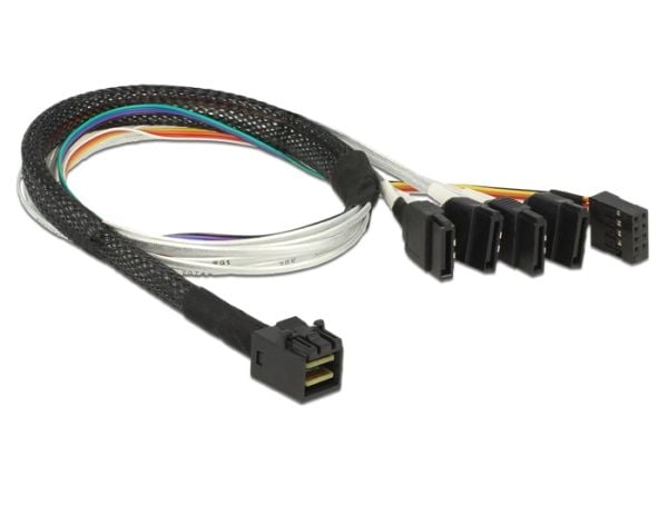 Delock - SAS intern kabel - SAS 6Gbit/s - 4 x Mini SAS HD (SFF-8643) til SATA, sidebånd - 50 cm