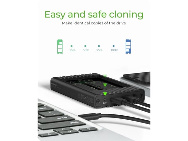 M.2 NVMe CloneStation & DockingStation, USB 3.2 Gen 2 Type-C®/A, Aluminium, schwarz (IB-2817MCL-C31)