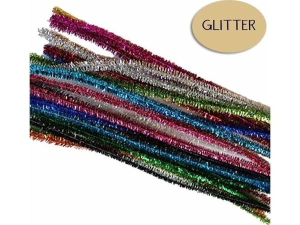 Carioca Chenille glitter 30cm 8mm 24 kpl sekoitus