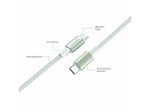 4smarts 540621, USB C, USB C, USB 2.0, 0,48 Gbit/s, Sølv, Hvit