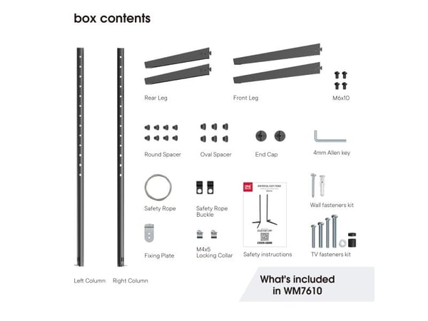 One For All WM 7610, 81,3 cm (32"), 165,1 cm (65"), 200 x 200 mm, 600 x 400 mm, valurauta, musta