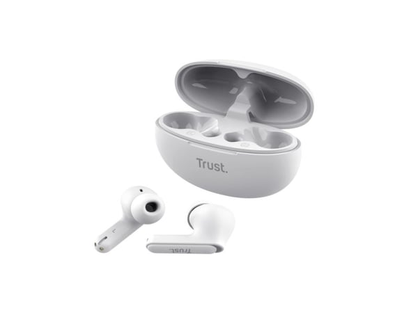 Trust Yavi - True wireless-hodetelefoner med mikrofon - i øret - Bluetooth - hvit