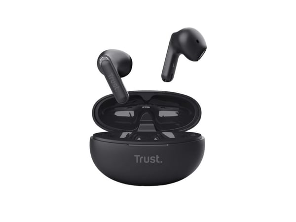 Trust Yavi - True wireless-hodetelefoner med mikrofon - i øret - Bluetooth - svart