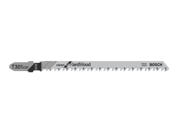 Bosch clean for Hard Wood T 301 CDF - Stikksagblad - for løvtre, abrasive woodworking materials, heltre, bløtt tre, laminerte paneler - 5 deler - T...