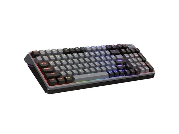 Cooler Master MK770, kaapeli ja langaton, USB + RF langaton + Bluetooth, mekaaninen, QWERTY, RGB LED, musta, harmaa