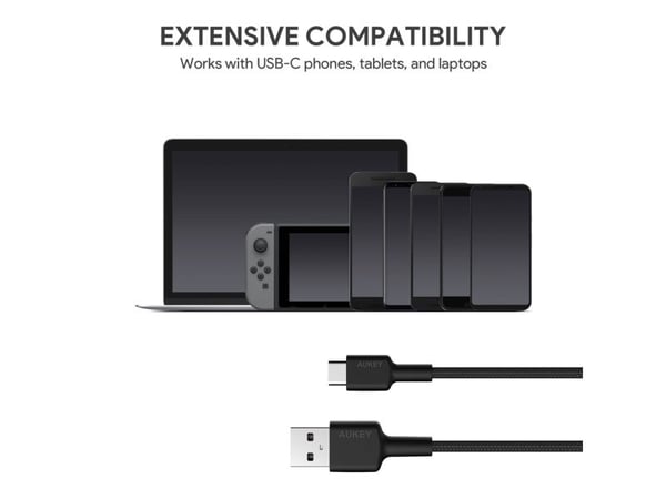 AUKEY CB-CD30 Nylon cab le USB C - USB A 0.9m 3