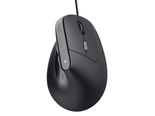 Trust Bayo II - Vertikal mus - ergonomisk - høyrehendt - optisk - 6 knapper - kablet - USB-A - svart