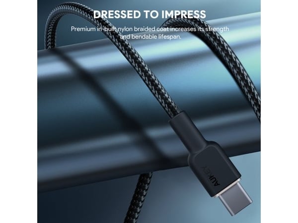 Aukey CB-NCC2 i nylonkabel USB C - USB C | 1,8 m | 3A | 60W PD | 20V