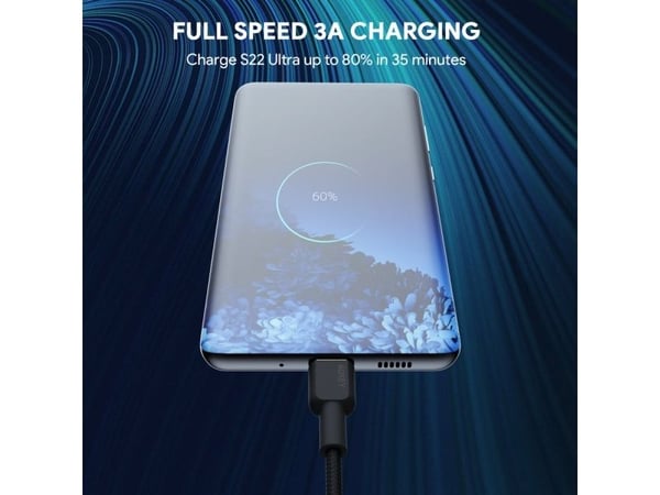 Aukey CB-NCC2 i nylonkabel USB C - USB C | 1,8 m | 3A | 60W PD | 20V