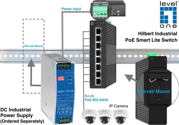 LevelOne IGS-2108P, Håndtert, L2, Gigabit Ethernet (10/100/1000), Full tosidig, Strøm over Ethernet (PoE)