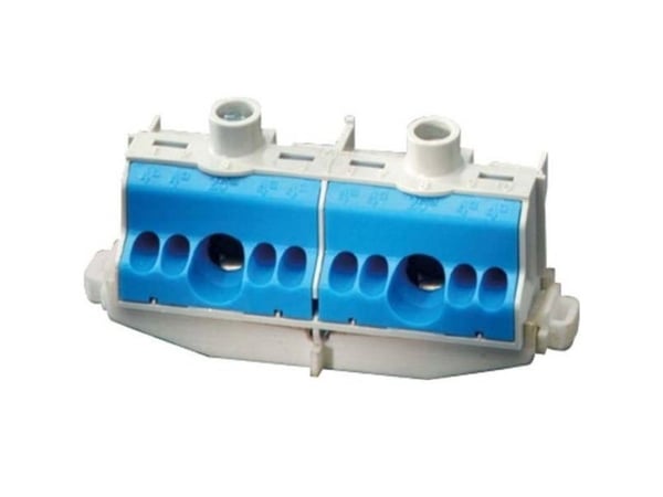 Hensel N-kabelskena på DIN-skena 80A 2x25mm2 + 8x4 mm2 Cu blå/grå FC N 10 (26001204)