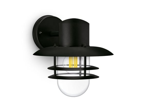 Philips Inyma-vegglampe, 25 W, E27, ingen pære, Vegglys, Svart, Metall, IP44, Terrasse, Hage, I