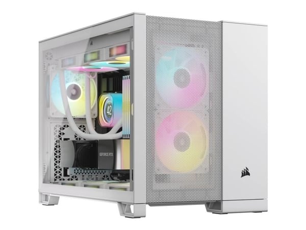 CORSAIR 2500D AIRFLOW - Mid tower - micro ATX - sidepanel med vindu (herdet glass) - ingen strømforsyning (ATX) - hvit - USB/lyd