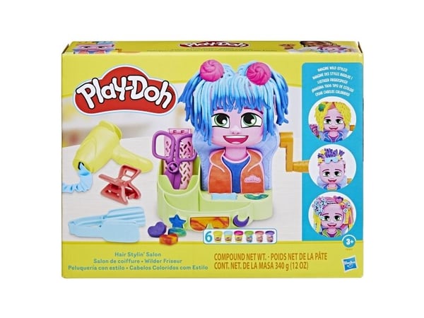 Play-Doh Hair Stylin'' Salon lekesett, håndverkssett for barn, 3 år, giftfri, flerfarget