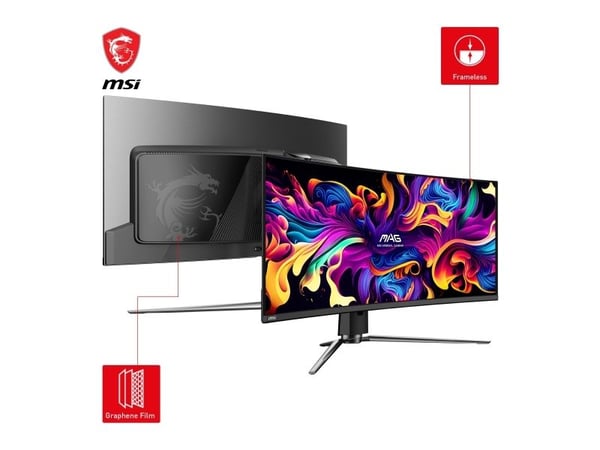 MSI MAG 341CQPDE QD-OLED - OLED-monitori - pelaaminen - kurvet - 34.2" (34.18" til at se) - 3440 x 1440 UWQHD @ 175 Hz - 1000 cd/m² - 1500000:1 - D...