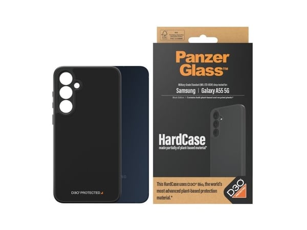 PanzerGlass HardCase - Black Edition - bagsidecover til mobiltelefon - D3O Bio - sort - for Samsung Galaxy A55