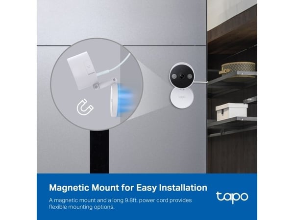 TP-Link Tapo C120, IP-sikkerhetskamera, Inne & Ute, Ledning & Trådløs, Tak/vegg/skrivebord, Hvit, Svart, 120°