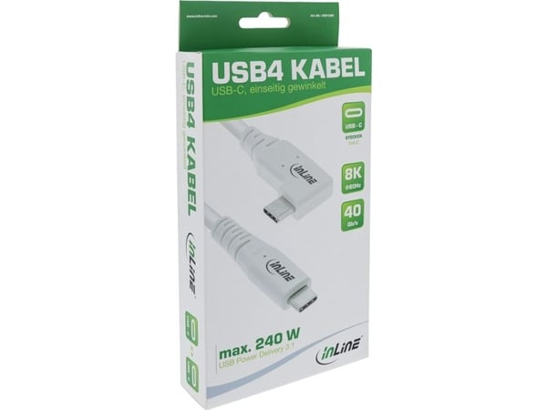 InLine 35912W, 2 m, USB C, USB C, USB4 Gen 3x2, 40 Gbit/s, Valkoinen