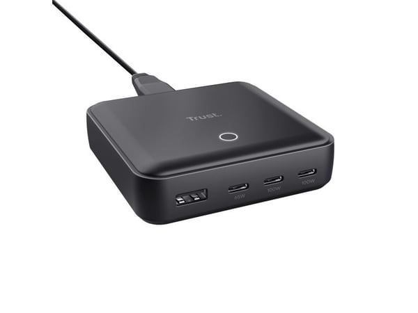 Trust Maxo - Strømadapter - 100 watt - 5 A - Power Delivery 3.0 + PPS - 4 utgangskontakter (3 x USB-C, USB) - svart - Europa