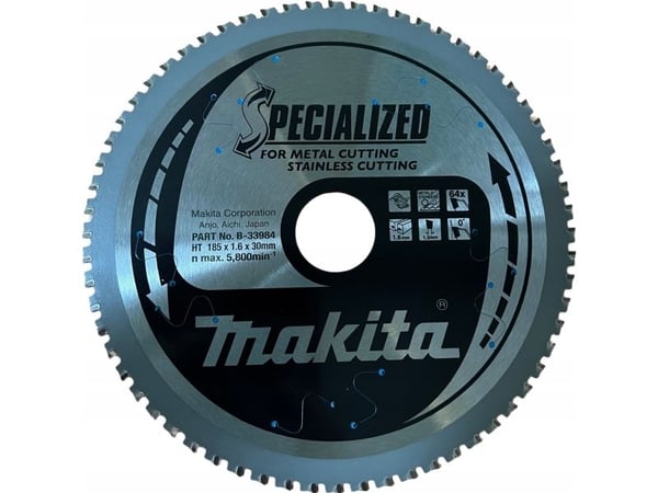 Makita Specialized, Metall, 18,5 cm, 3 cm, 5600 RPM, 1,6 mm, Makita