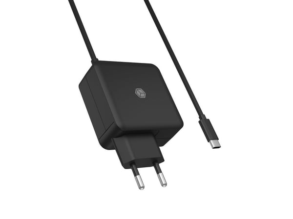 ICY BOX IB-PS111-PD - Strømadapter - 65 watt - 3 A - PD 3.0 (USB-C) - svart - Europa