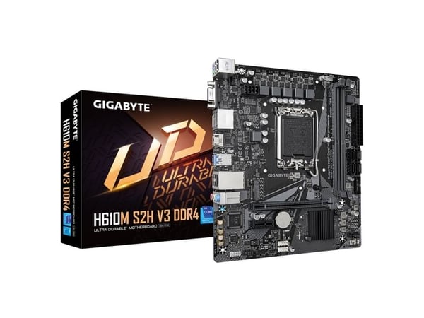 Gigabyte H610M S2H V3 DDR4 - 1.0 - hovedkort - micro ATX - LGA1700-sokkel - H610 Chipset - USB 3.2 Gen 1 - Gigabit LAN - innbygd grafikk (CPU kreve...