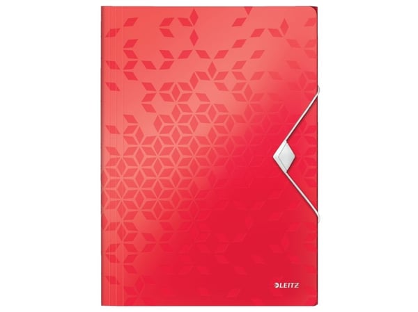 Leitz WOW - 3-fliksmappe - for A4 (210 x 297 mm) - kapasitet: 150 ark - rød