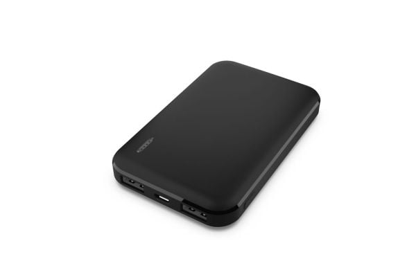 eSTUFF INFINITE - Strømbank - 5000 mAh - 18.5 Wh - 2.1 A - PD, QC 3.0 - 2 utgangskontakter (USB-type A) - svart