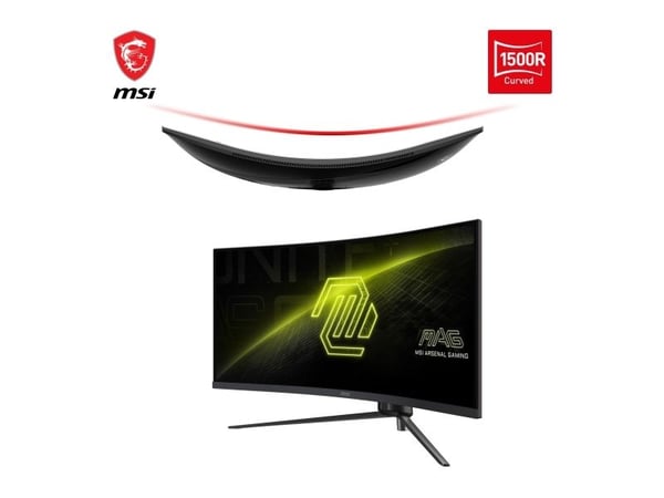 MSI MAG 345CQRDE - LED-skjerm - gaming - kurvet - 34" - 3440 x 1440 UWQHD @ 180 Hz - VA - 300 cd/m² - 3000:1 - 1 ms - 2xHDMI, DisplayPort - svart