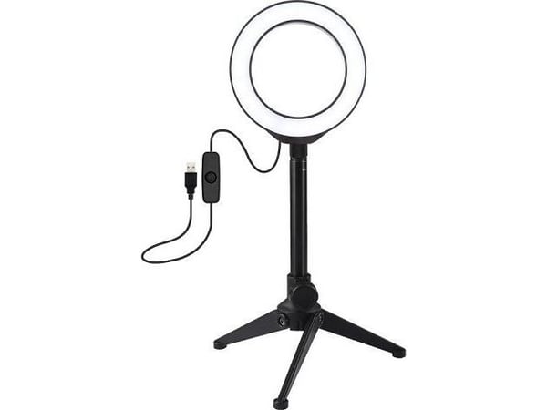 Puluz LED ringlampe 12cm, med stativ bordstativ opp til 21,8cm, USB, (PKT3084B)