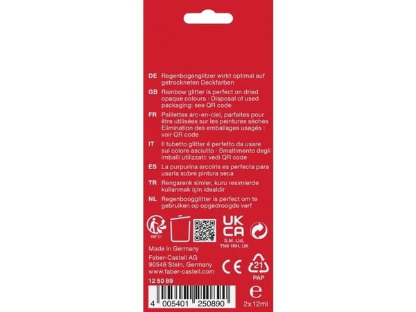 Faber-Castell 125089, Multiple, Glitter julisteväri, 12 ml, 2 kpl |