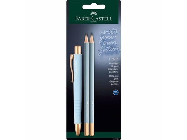 Faber-Castell 241122, kuulakärkikynä, grafiittikynä, vaaleansininen, pyöreä, sininen, läpipainopakkaus