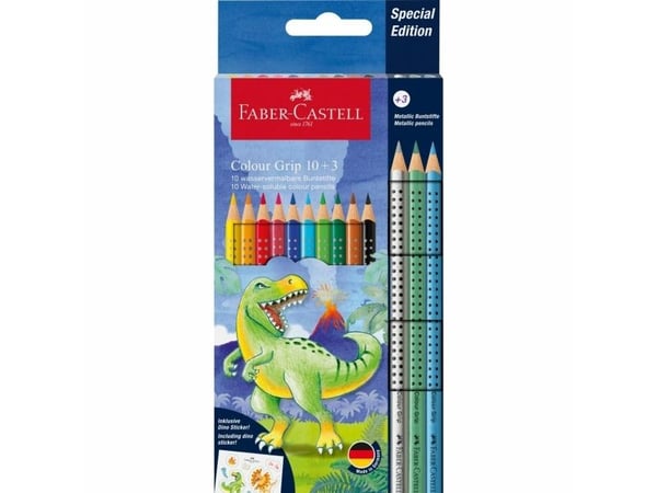 Faber-Castell Colour GRIP Special Edition - Fargeblyant - t-rex - assorterte skinnende farger (en pakke 13)