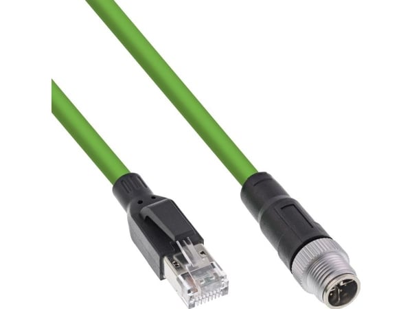 InLine 40607, 7,5 m, M12, RJ-45, Uros/uros, Vihreä, Kupari