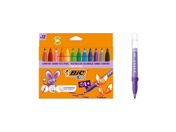 BIC 517250, 12 farger, Assorterte farger, 0,8 mm, Flerfarget, Rund, Barn