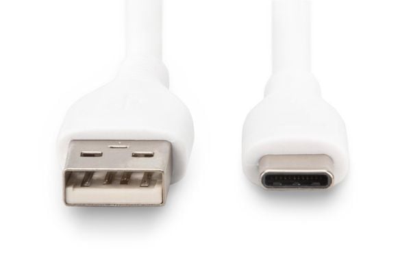 DIGITUS - USB-kabel - USB (hann) til USB-C (hann) - USB 2.0 - 1 m - hvit