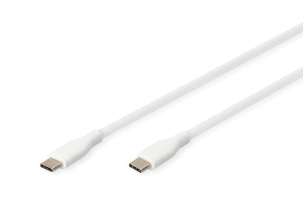 DIGITUS - USB-kabel - USB-C (hann) til USB-C (hann) - USB 2.0 - 20 V - 3 A - 2 m - formstøpt, USB Power Delivery (60W) - hvit