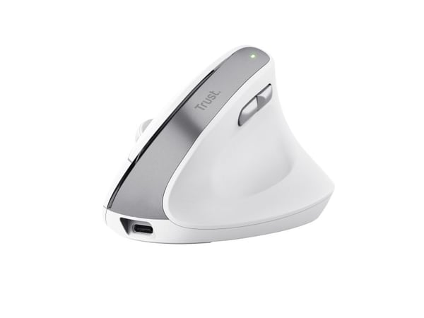 Trust Bayo II - Vertikal mus - ergonomisk - högerhänt - optisk - 6 knappar - trådlös - 2.4 GHz - trådlös USB-mottagare - vit