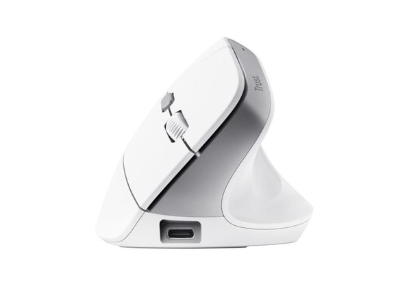 Trust Bayo II - Vertikal mus - ergonomisk - högerhänt - optisk - 6 knappar - trådlös - 2.4 GHz - trådlös USB-mottagare - vit