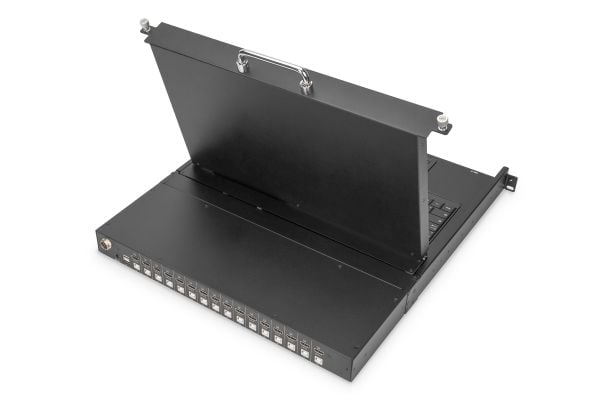 Digitus - KVM-konsoll med KVM-svitsj - 16 porter - Tysk - 17" - kan monteres i rack - 1920 x 1080 Full HD (1080p) @ 60 Hz - 1000:1 - RAL 9005, svar...