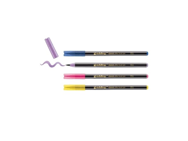 Edding 4-1340-4-3, 4 farger, Blå, Ochre, Rosa, Lilla, Pensel tupp, 1 mm, 6 mm, Flerfarget