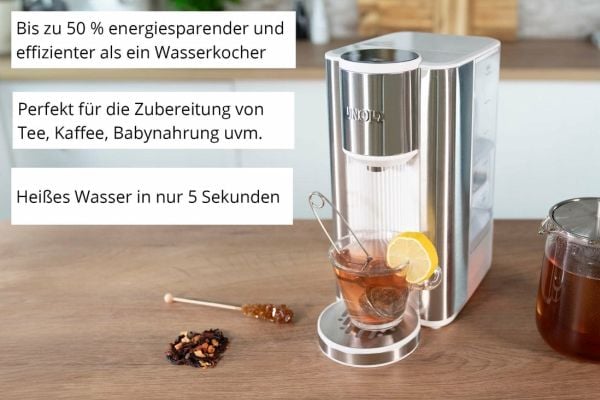 Unold Ava, 2,5 l, 2600 W, Sølv, Hvit, Plast, Rustfritt stål, Justerbar termostat, Vannivåindikator