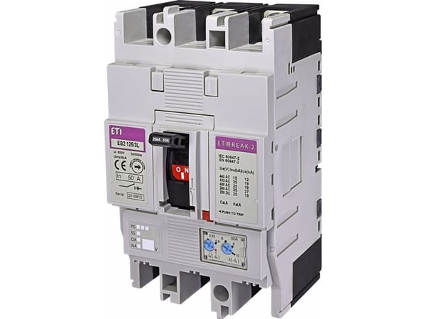 Etipo Power katkaisija ETI-Polam 3P 50A 25kA lämpömagneettinen laukaisin EB2 125/3L 004671023 004671023