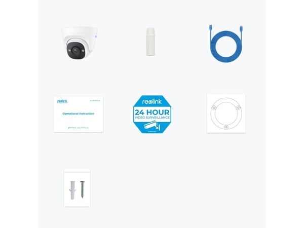 Reolink P324, IP-turvakamera, Sisätila ja ulkotila, Langallinen, Google Assistant, Katto, Valkoinen