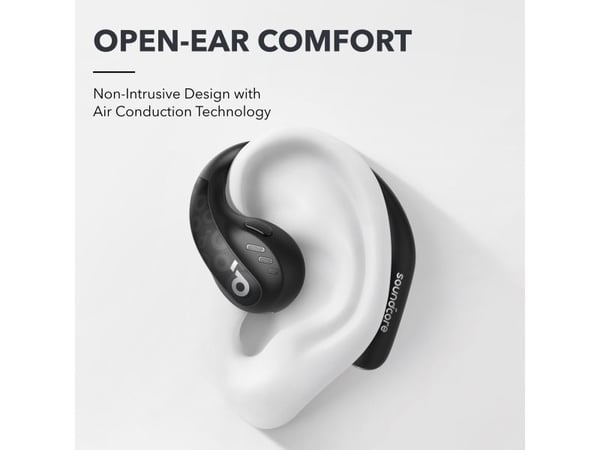 Soundcore AeroFit Pro - True wireless-hodetelefoner med mikrofon - åpent øre - over-øret-montering - Bluetooth - dynamisk svart