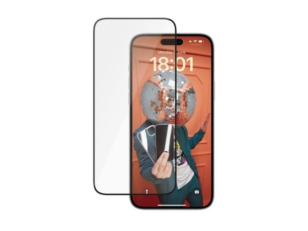 PanzerGlass Ceramic Protection - Skjermbeskyttelse for mobiltelefon - ultravid passform m. EasyAligner - glass - rammefarge svart - for Apple iPhon...